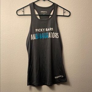 Craft Black Tank Top with White and Blue Text